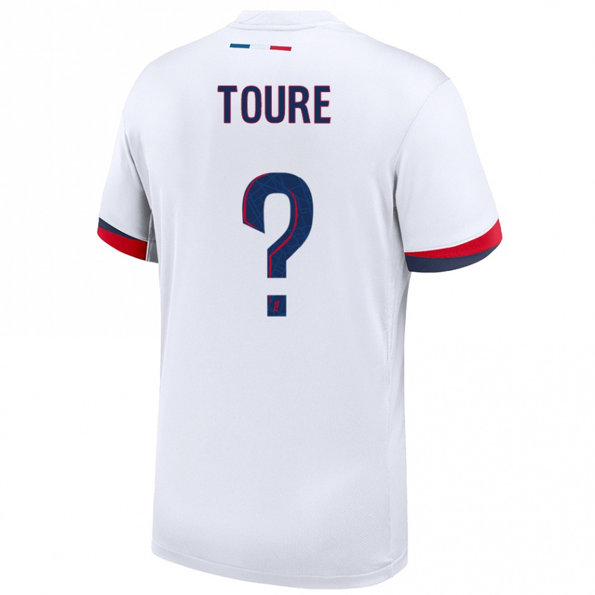 Kids Football Almami Toure #0 White Blue Red Away Jersey 2024/25 T-Shirt Nz