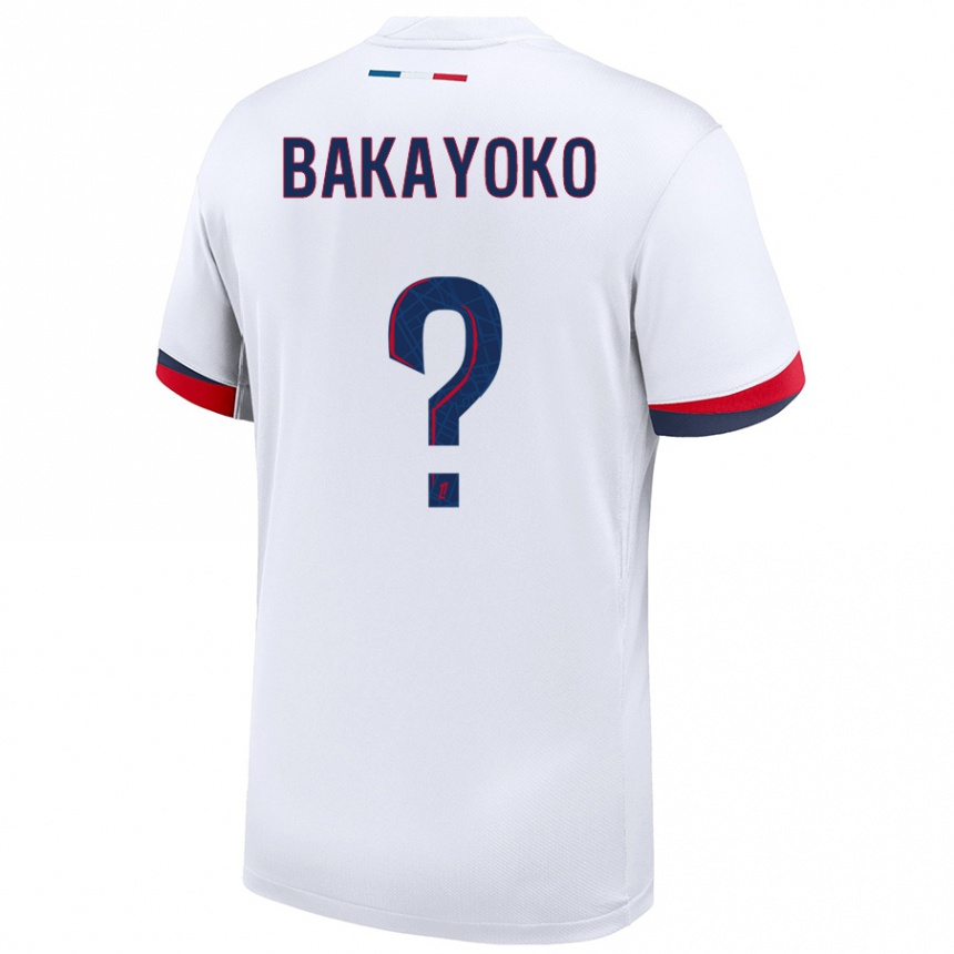 Kids Football Ibrahim Bakayoko #0 White Blue Red Away Jersey 2024/25 T-Shirt Nz