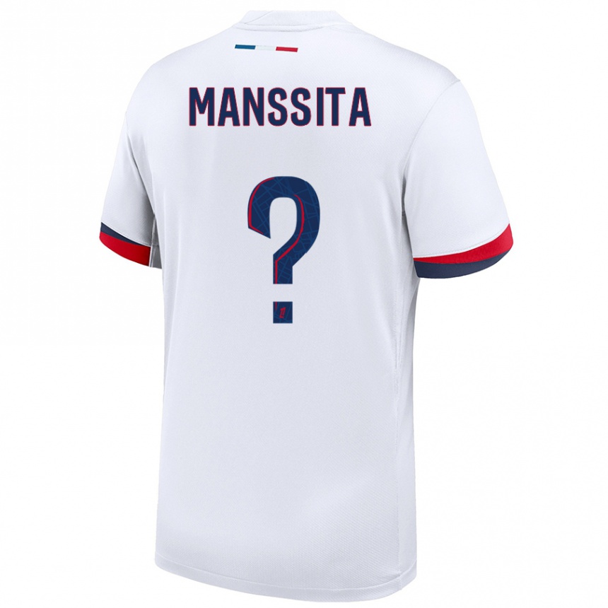 Kids Football Manssita Traore #0 White Blue Red Away Jersey 2024/25 T-Shirt Nz