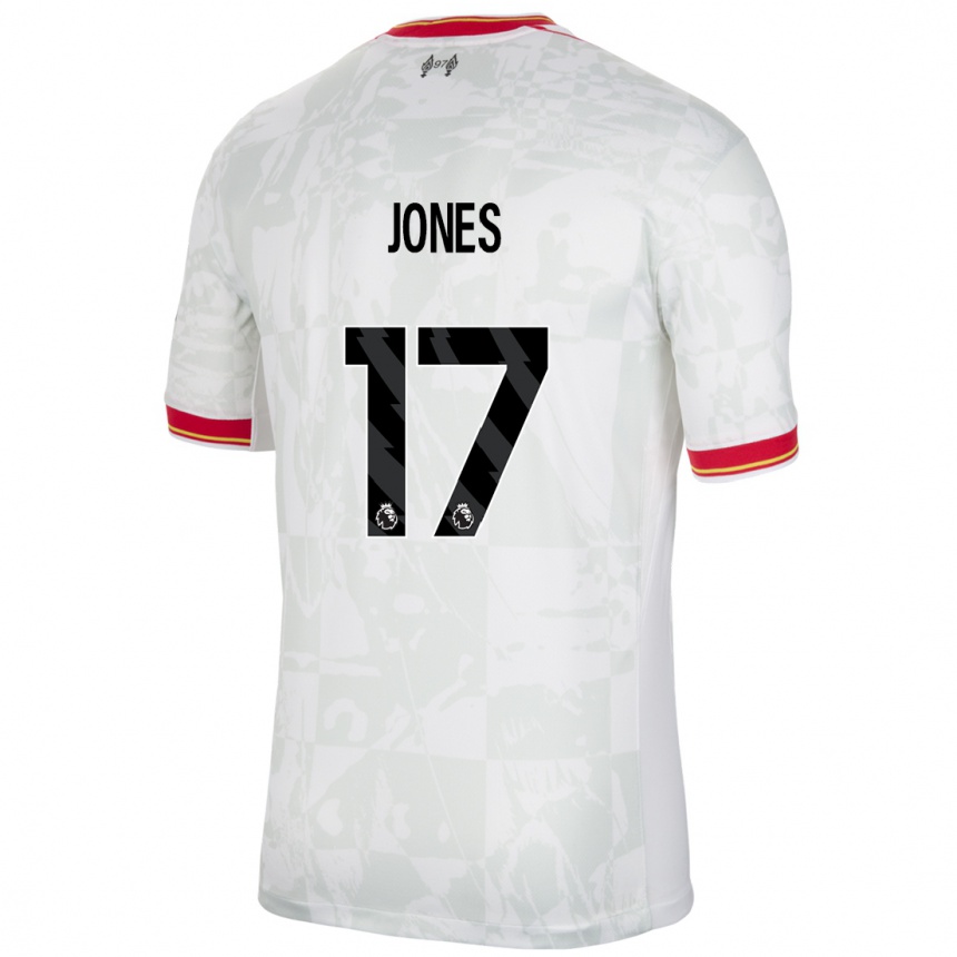 Kids Football Curtis Jones #17 White Red Black Third Jersey 2024/25 T-Shirt Nz