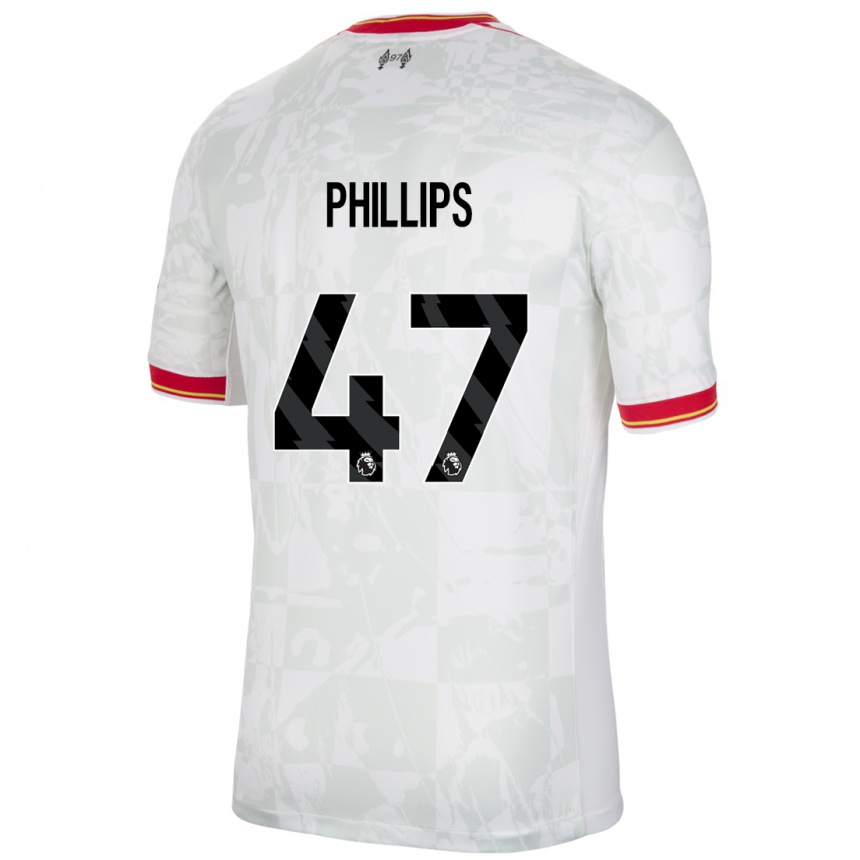 Kids Football Nathaniel Phillips #47 White Red Black Third Jersey 2024/25 T-Shirt Nz