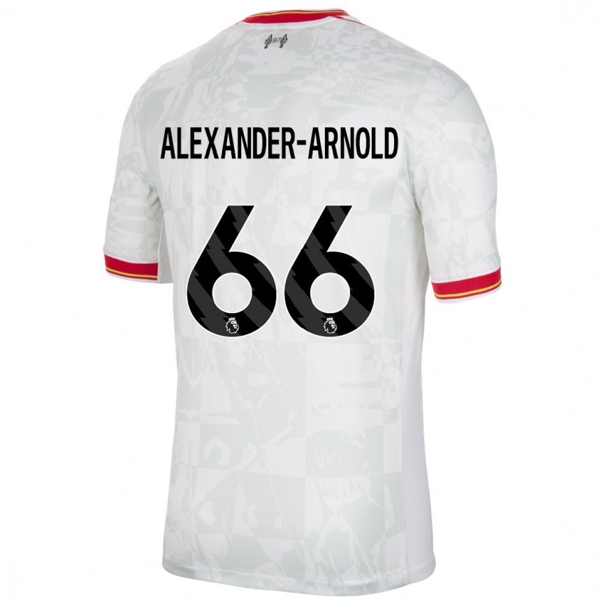 Kids Football Trent Alexander-Arnold #66 White Red Black Third Jersey 2024/25 T-Shirt Nz