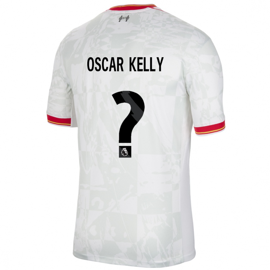 Kids Football Oscar Kelly #0 White Red Black Third Jersey 2024/25 T-Shirt Nz