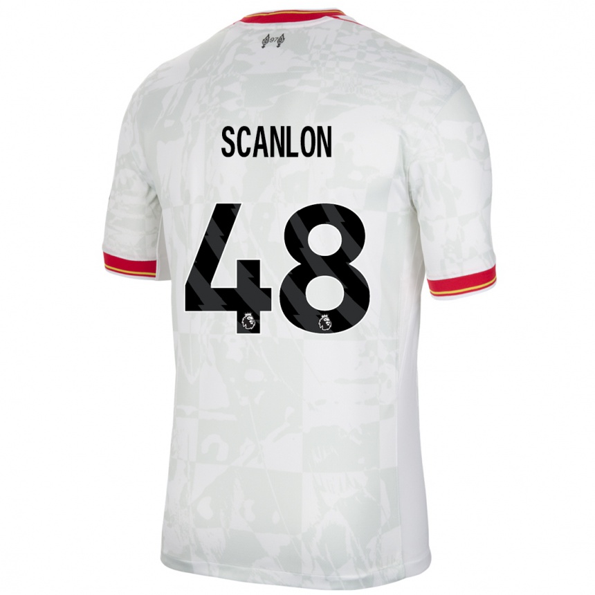 Kids Football Calum Scanlon #48 White Red Black Third Jersey 2024/25 T-Shirt Nz