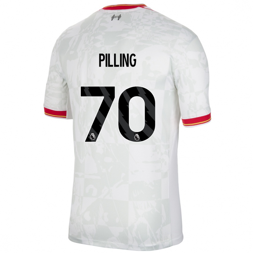 Kids Football Tommy Pilling #70 White Red Black Third Jersey 2024/25 T-Shirt Nz