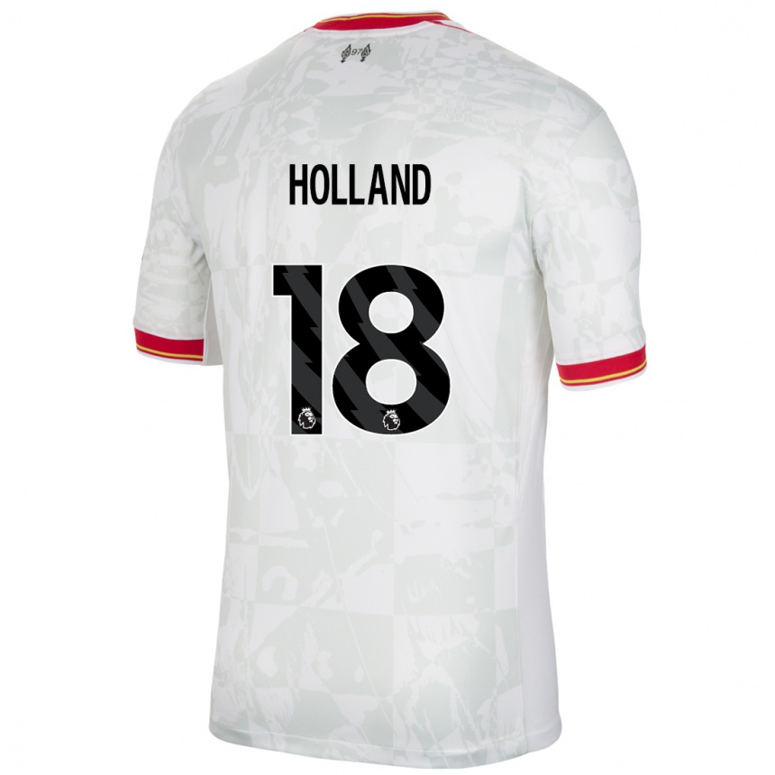 Kids Football Ceri Holland #18 White Red Black Third Jersey 2024/25 T-Shirt Nz