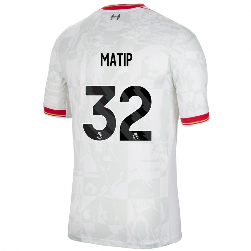 Kids Football Joel Matip #32 White Red Black Third Jersey 2024/25 T-Shirt Nz