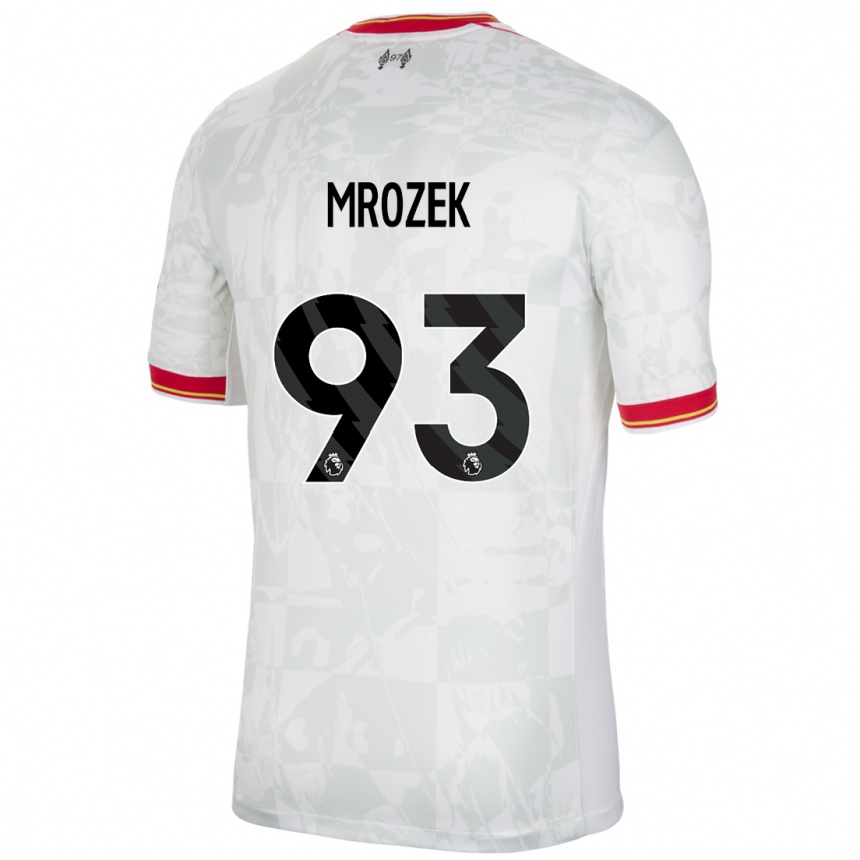 Kids Football Fabian Mrozek #93 White Red Black Third Jersey 2024/25 T-Shirt Nz