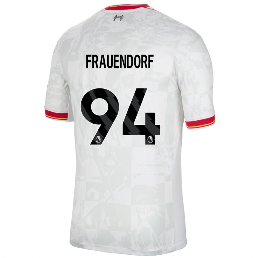 Kids Football Melkamu Frauendorf #94 White Red Black Third Jersey 2024/25 T-Shirt Nz