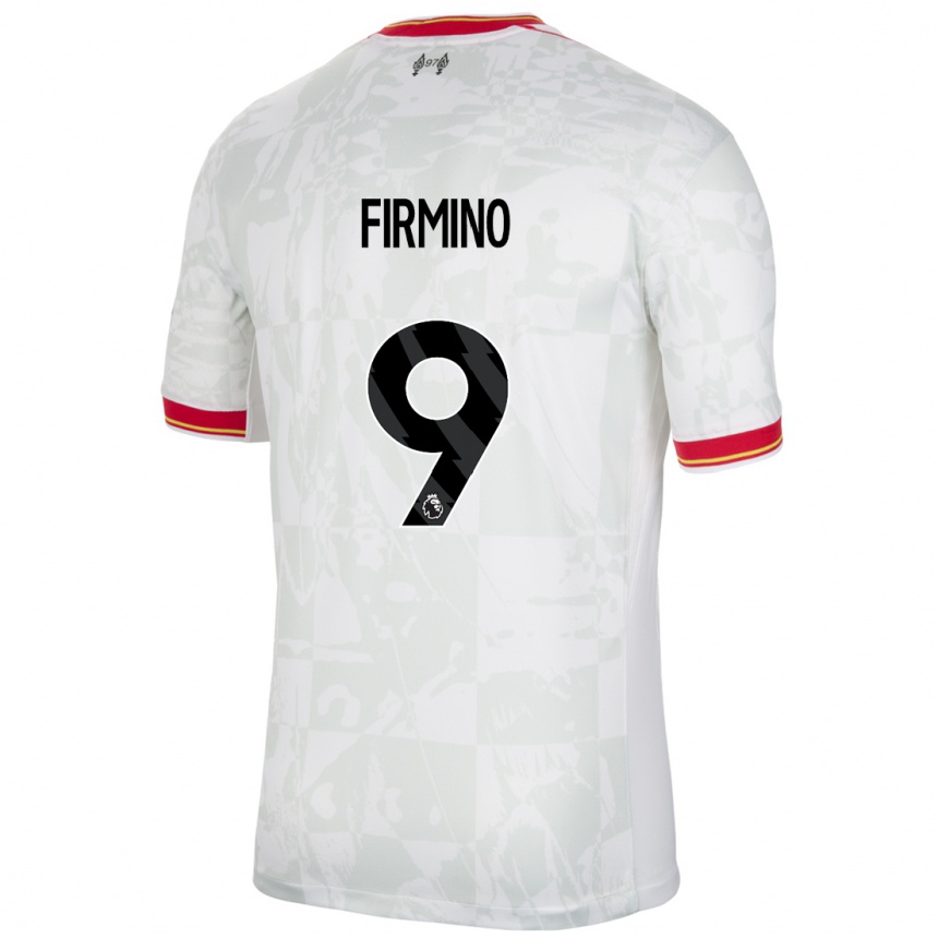 Kids Football Roberto Firmino #9 White Red Black Third Jersey 2024/25 T-Shirt Nz