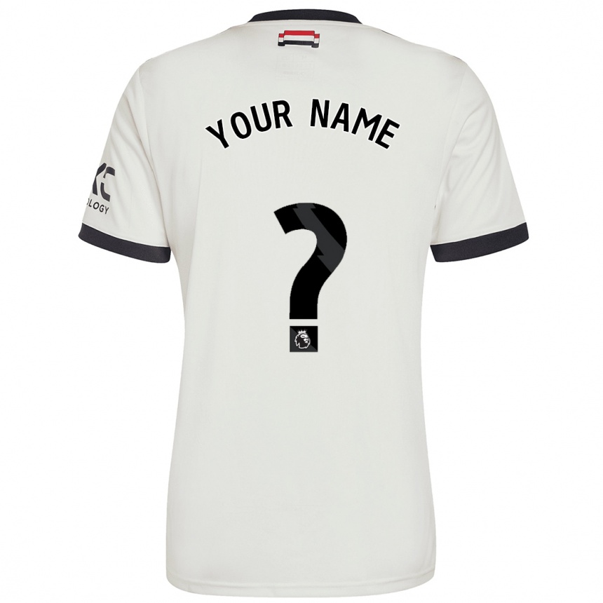 Kids Football Your Name #0 Off White Third Jersey 2024/25 T-Shirt Nz