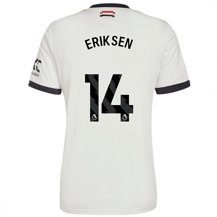 Kids Football Christian Eriksen #14 Off White Third Jersey 2024/25 T-Shirt Nz