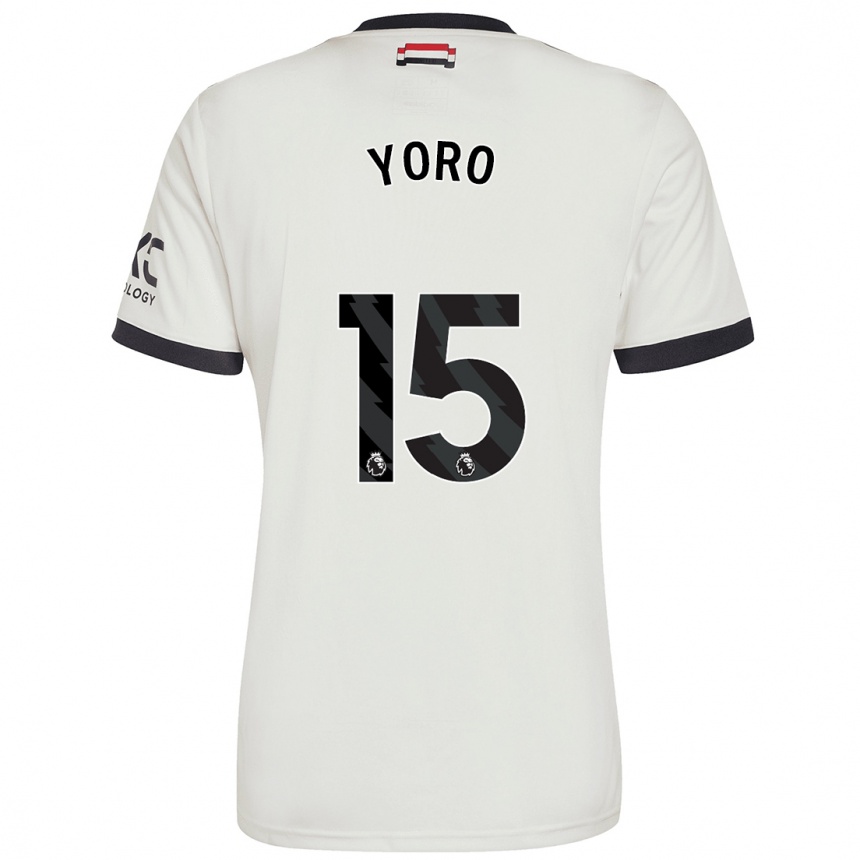 Kids Football Leny Yoro #15 Off White Third Jersey 2024/25 T-Shirt Nz