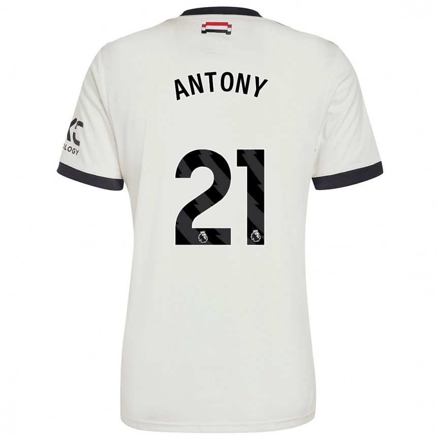 Kids Football Antony #21 Off White Third Jersey 2024/25 T-Shirt Nz