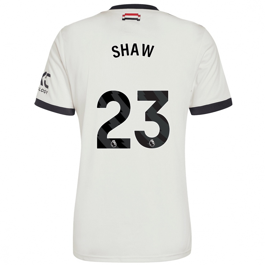 Kids Football Luke Shaw #23 Off White Third Jersey 2024/25 T-Shirt Nz