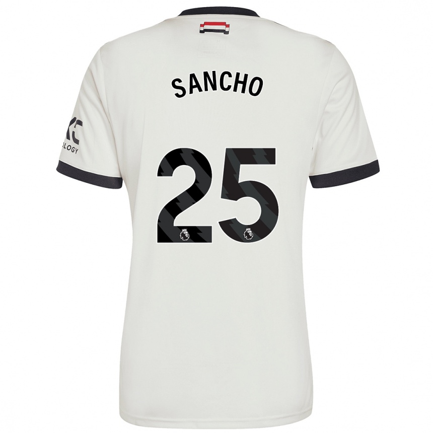 Kids Football Jadon Sancho #25 Off White Third Jersey 2024/25 T-Shirt Nz