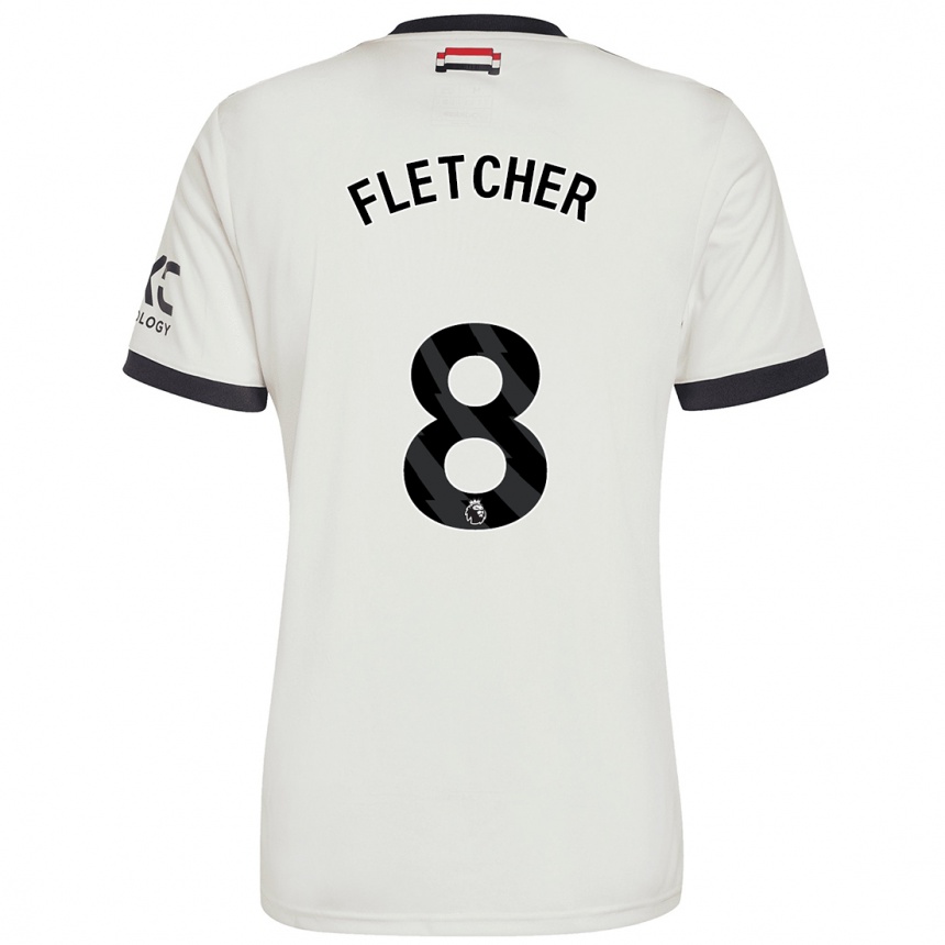 Kids Football Tyler Fletcher #8 Off White Third Jersey 2024/25 T-Shirt Nz