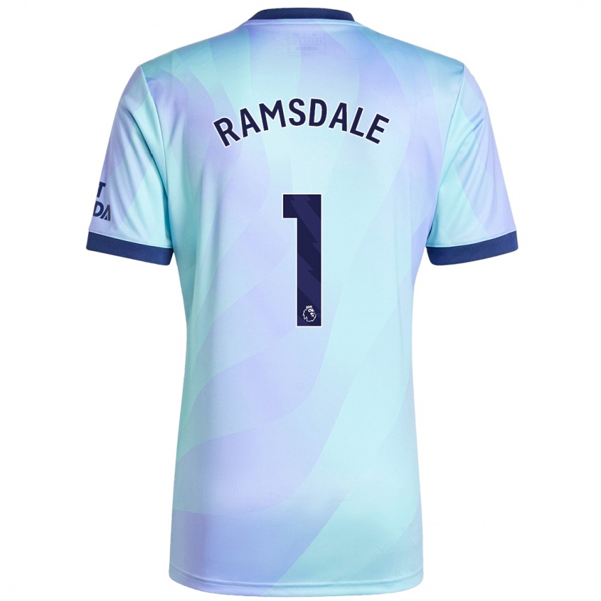 Kids Football Aaron Ramsdale #1 Aqua Third Jersey 2024/25 T-Shirt Nz