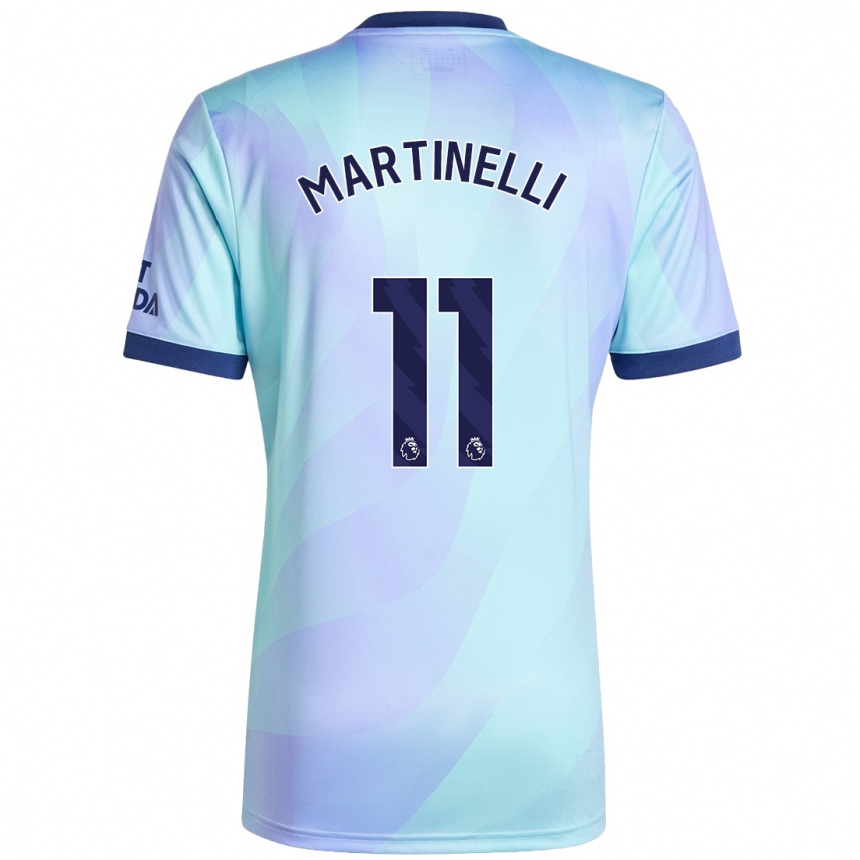 Kids Football Gabriel Martinelli #11 Aqua Third Jersey 2024/25 T-Shirt Nz