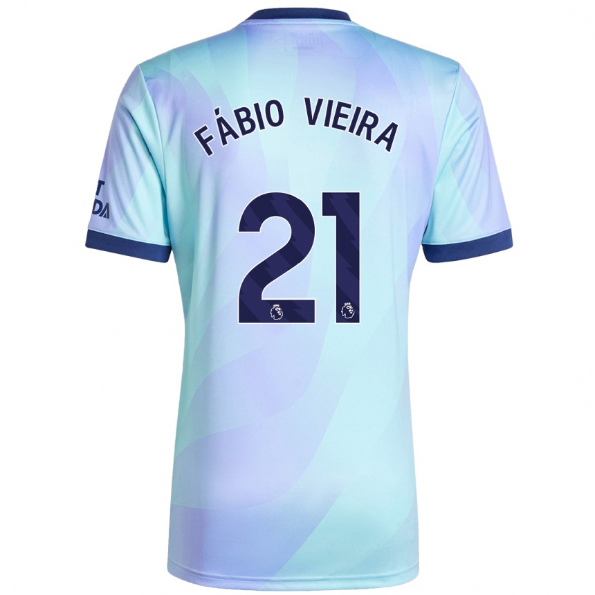 Kids Football Fabio Vieira #21 Aqua Third Jersey 2024/25 T-Shirt Nz