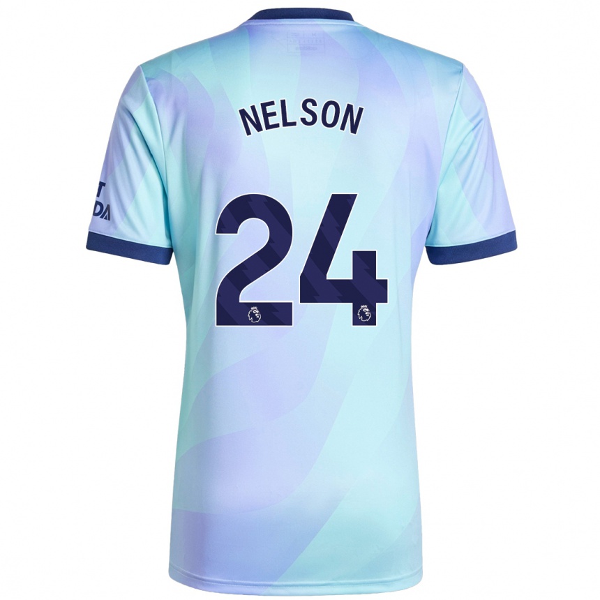 Kids Football Reiss Nelson #24 Aqua Third Jersey 2024/25 T-Shirt Nz