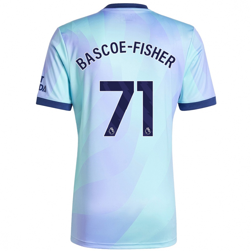 Kids Football Jakai Bascoe-Fisher #71 Aqua Third Jersey 2024/25 T-Shirt Nz