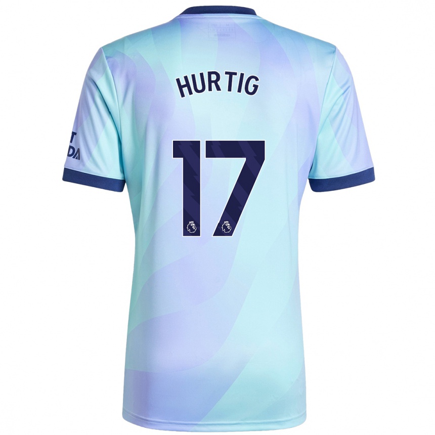 Kids Football Lina Hurtig #17 Aqua Third Jersey 2024/25 T-Shirt Nz