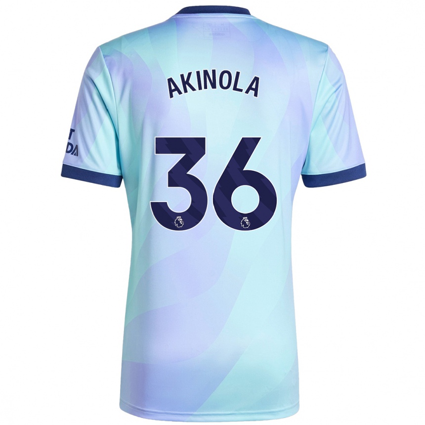 Kids Football Tim Akinola #36 Aqua Third Jersey 2024/25 T-Shirt Nz