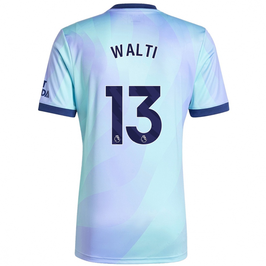 Kids Football Lia Walti #13 Aqua Third Jersey 2024/25 T-Shirt Nz