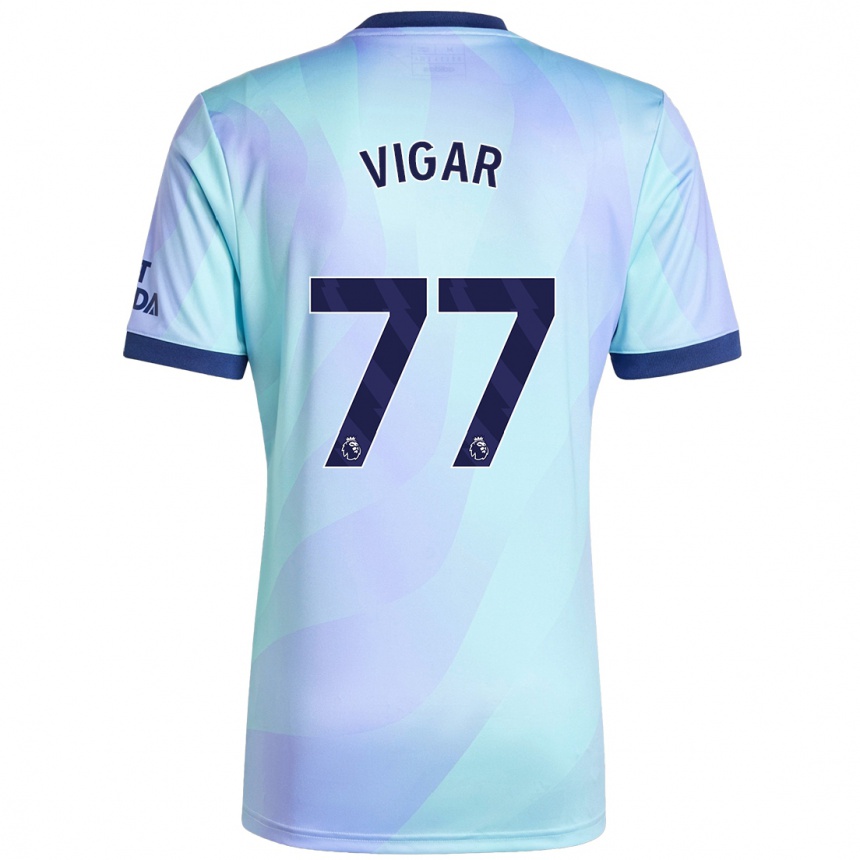 Kids Football Billy Vigar #77 Aqua Third Jersey 2024/25 T-Shirt Nz