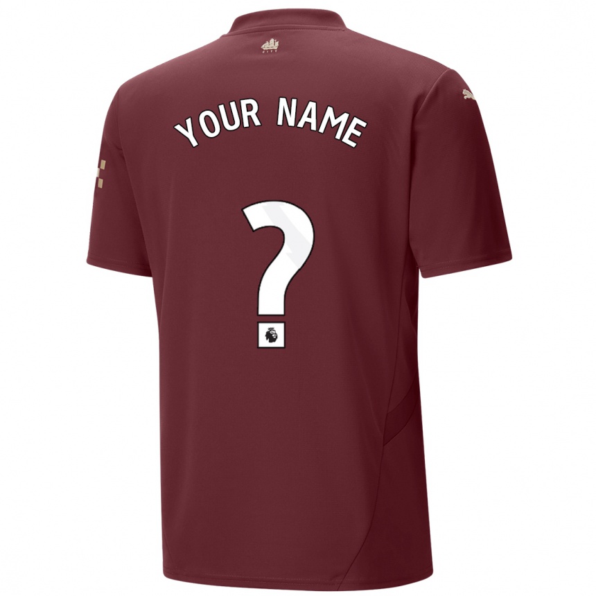 Kids Football Your Name #0 Maroon Third Jersey 2024/25 T-Shirt Nz