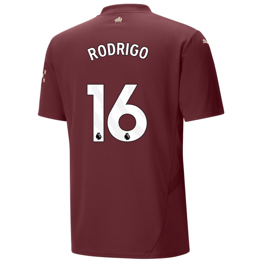 Kids Football Rodrigo Hernandez #16 Maroon Third Jersey 2024/25 T-Shirt Nz