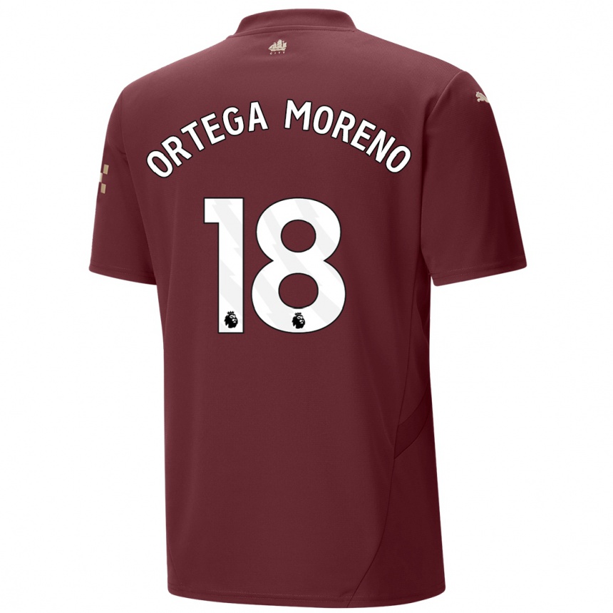 Kids Football Stefan Ortega Moreno #18 Maroon Third Jersey 2024/25 T-Shirt Nz