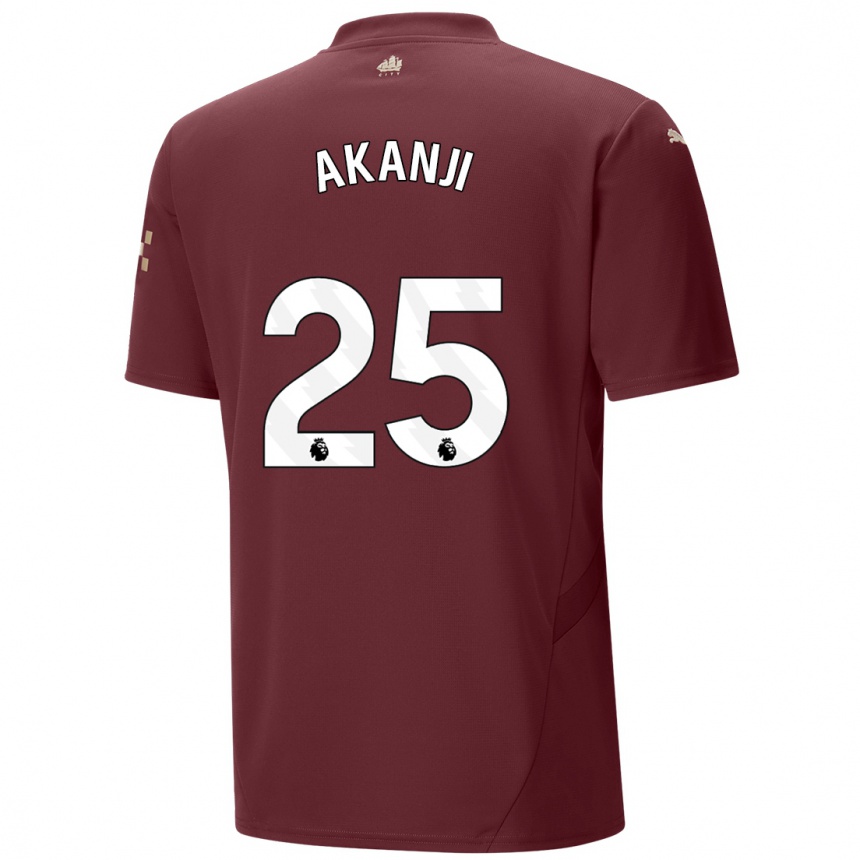 Kids Football Manuel Akanji #25 Maroon Third Jersey 2024/25 T-Shirt Nz