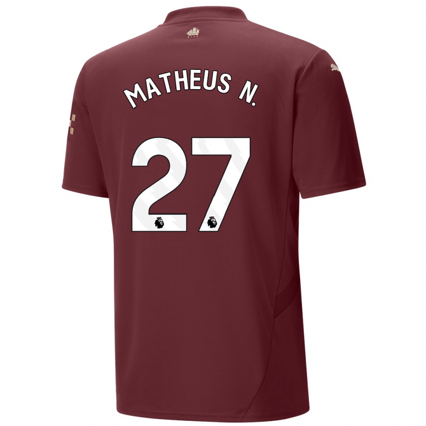 Kids Football Matheus Nunes #27 Maroon Third Jersey 2024/25 T-Shirt Nz