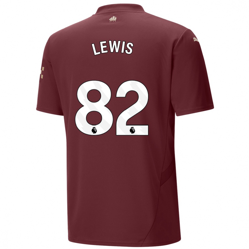 Kids Football Rico Lewis #82 Maroon Third Jersey 2024/25 T-Shirt Nz