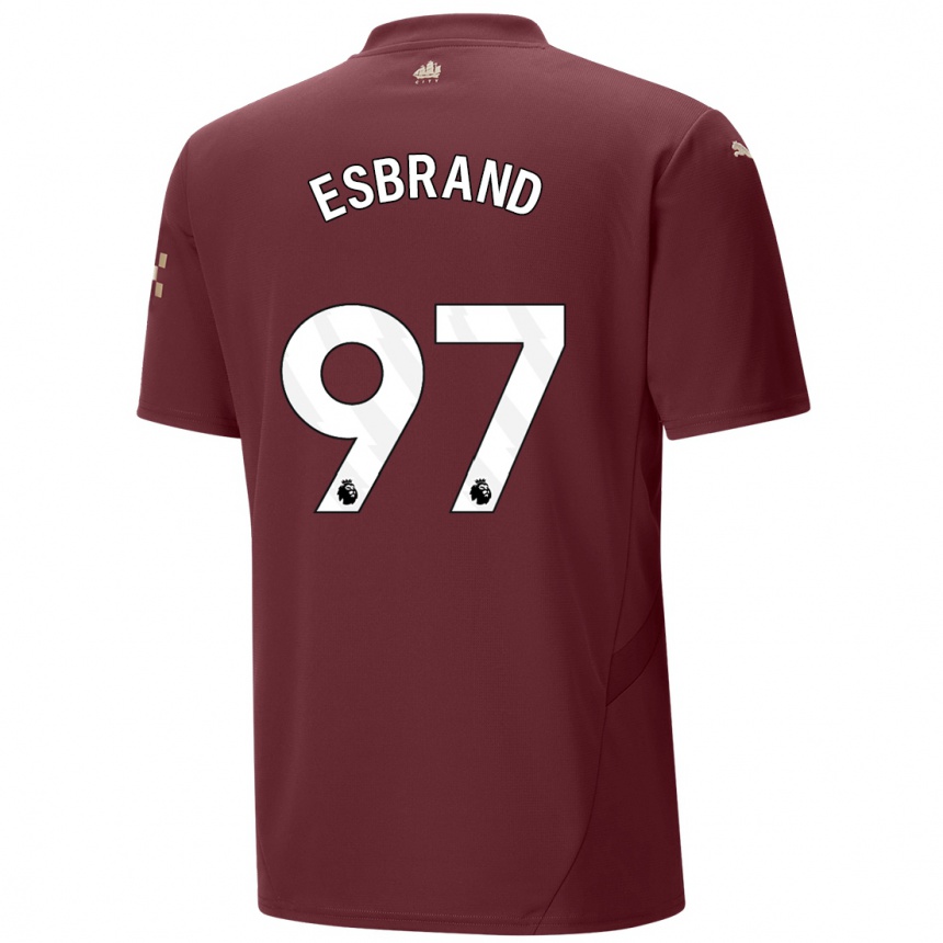 Kids Football Josh Wilson-Esbrand #97 Maroon Third Jersey 2024/25 T-Shirt Nz