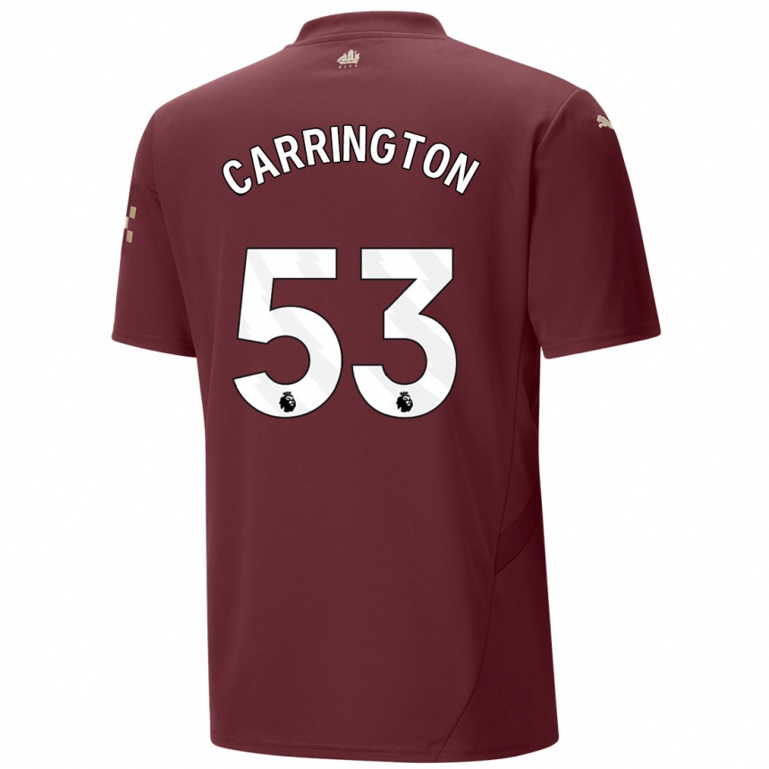 Kids Football Ezra Carrington #53 Maroon Third Jersey 2024/25 T-Shirt Nz