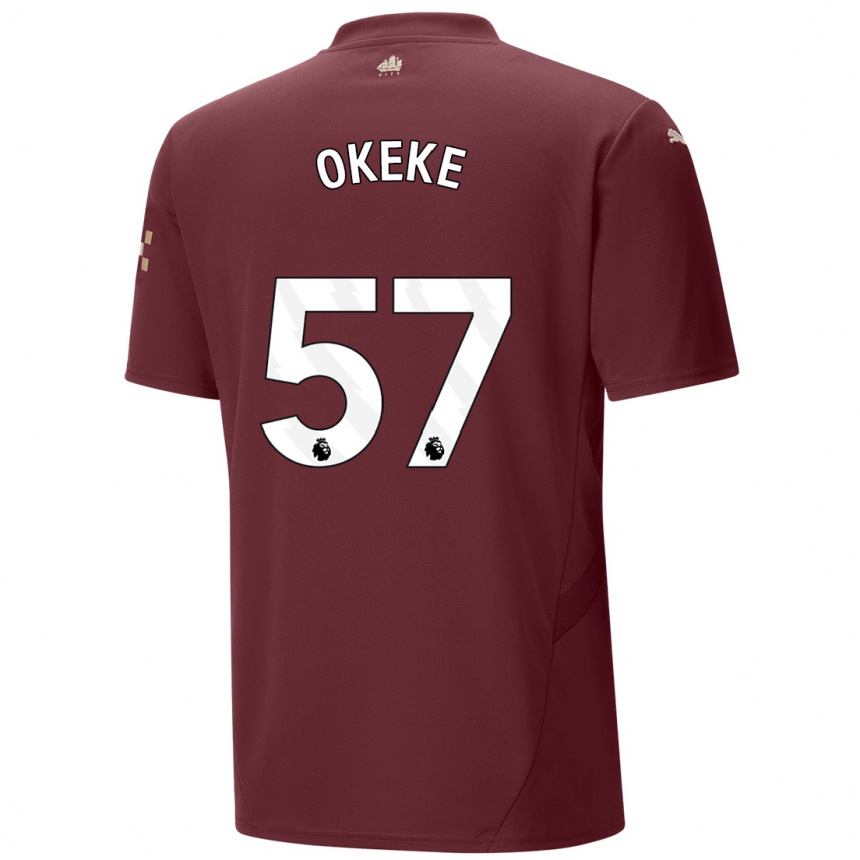 Kids Football Michael Okeke #57 Maroon Third Jersey 2024/25 T-Shirt Nz