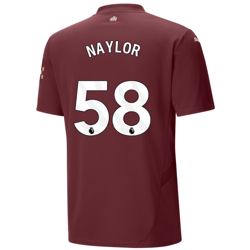 Kids Football Seb Naylor #58 Maroon Third Jersey 2024/25 T-Shirt Nz