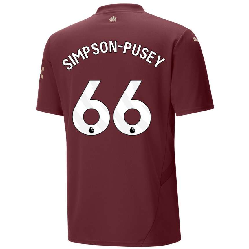 Kids Football Jahmai Simpson-Pusey #66 Maroon Third Jersey 2024/25 T-Shirt Nz