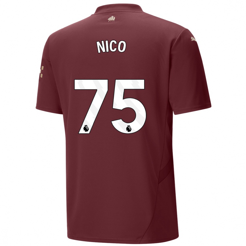 Kids Football Nico O'reilly #75 Maroon Third Jersey 2024/25 T-Shirt Nz