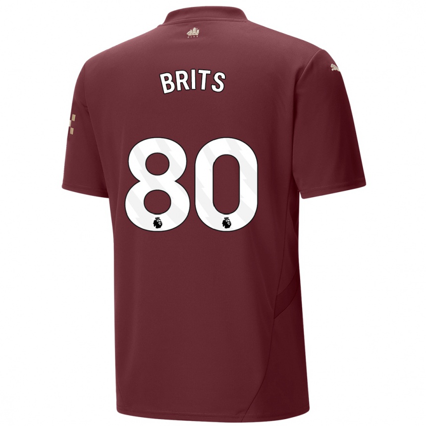 Kids Football Spike Brits #80 Maroon Third Jersey 2024/25 T-Shirt Nz