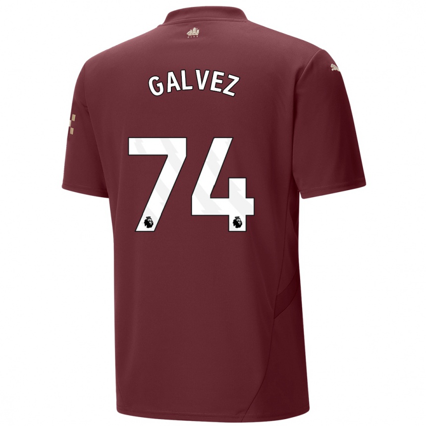 Kids Football Tomas Galvez #74 Maroon Third Jersey 2024/25 T-Shirt Nz