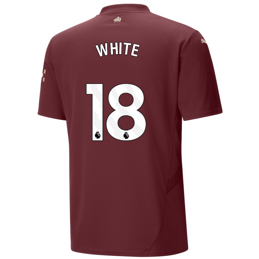 Kids Football Ellen White #18 Maroon Third Jersey 2024/25 T-Shirt Nz