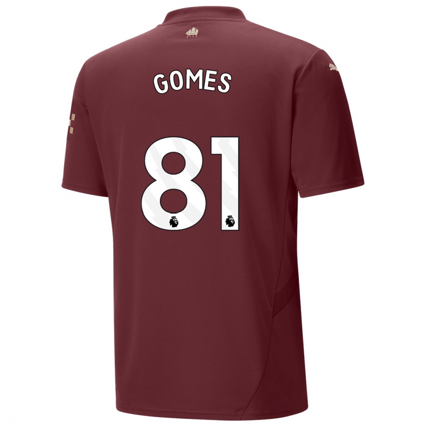 Kids Football Claudio Gomes #81 Maroon Third Jersey 2024/25 T-Shirt Nz