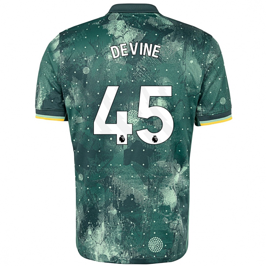 Kids Football Alfie Devine #45 Mint Green Third Jersey 2024/25 T-Shirt Nz