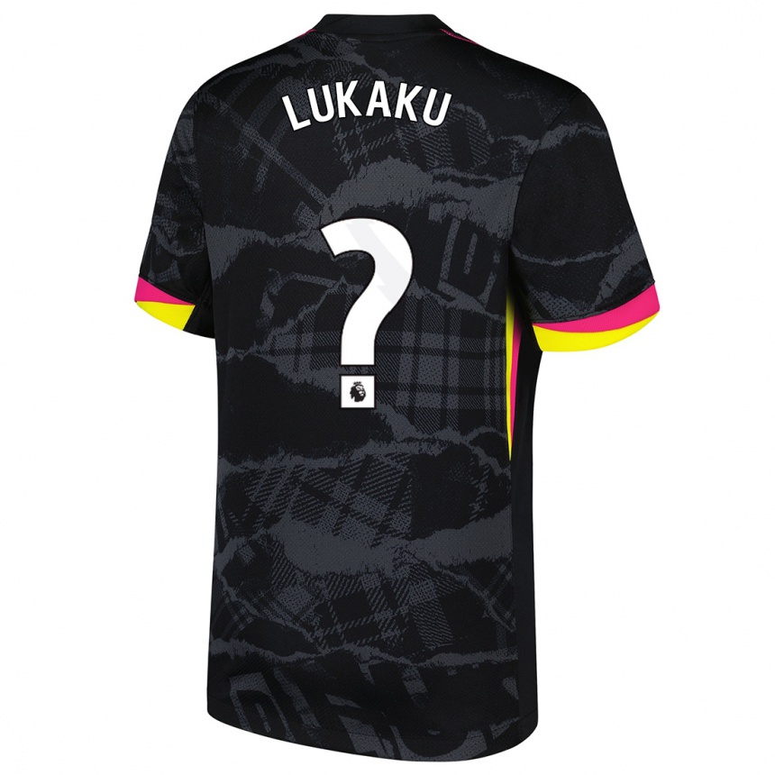 Kids Football Romelu Lukaku #0 Black Pink Third Jersey 2024/25 T-Shirt Nz