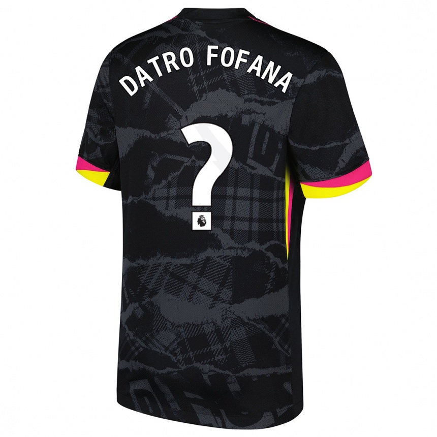 Kids Football David Datro Fofana #0 Black Pink Third Jersey 2024/25 T-Shirt Nz