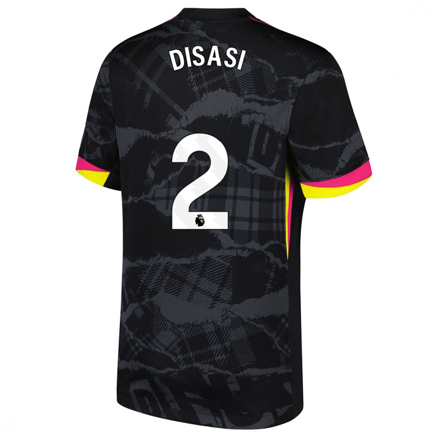 Kids Football Axel Disasi #2 Black Pink Third Jersey 2024/25 T-Shirt Nz